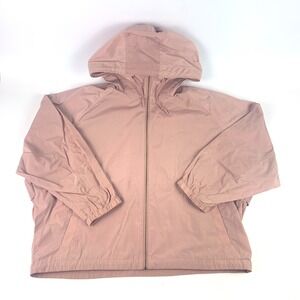 Uniqlo Windbreaker Jacket Sz XL Full Zip Dusty Rose‎ Pink Hooded Vented Pockets